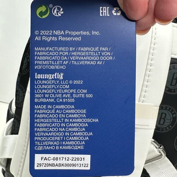 New Loungefly NBA Brooklyn Nets Debossed Mini Backpack Basketball NWT - Picture 8 of 8